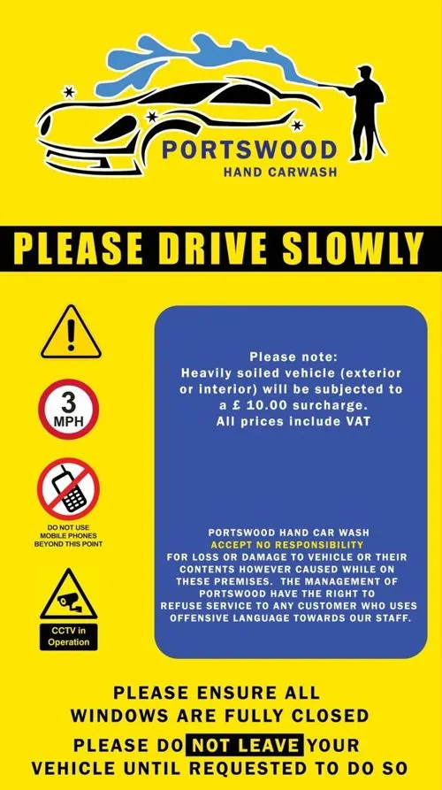 The sign you'll see as you pull in.